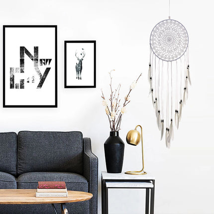 Handmade Dream Catcher – Boho Feather Pendant Wall Decor for Bedroom, Kids’ Room & Car