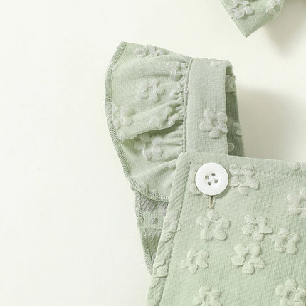 Baby Girls Summer Sleeveless Print Floral Cute Newborn-9M Triangle Jumpsuit For Outdoor Vacation Wear +Headband