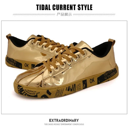 Couple Gold Silver Jogging Sneakers Men Hip Hop Casual Unisex Shoes Tennis Women Running Trainers Clunky Streetwear Footwear