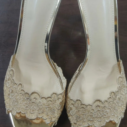 New Summer Women's High-heeled Sandals, Sexy and Comfortable Lace Embroidered Shoes, Mules, Banquet Shoes