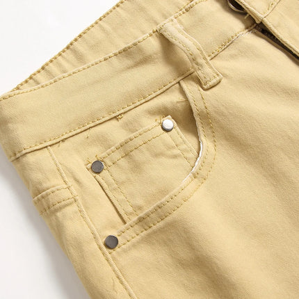 Denim Pencil Ankle Length Pants Men Jean Ripped Washed Zipper Fly Hole Jeans Skinny Solid Pockets High Street Distressed