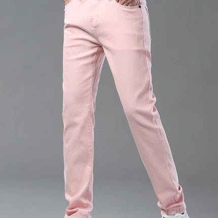 Four Season New Men's Yellow Jeans Fashion Business Casual Straight Denim Stretch Trousers All-match Men's Casual Pants Jeans