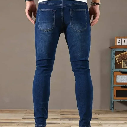 2025 Spring New Mens Slim Fit Classic Skinny Jeans Casual Street Style Casual Mens Skinny Jeans Male Slim Fit Pencil Denim Blue