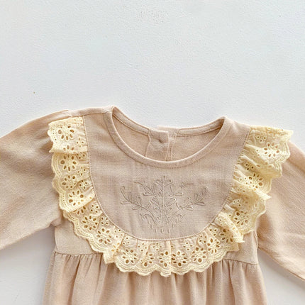 2023 Autumn Baby Girls Romper One Piece Bodysuit + Hat Newborn Cotton Long Sleeve Jumpsuit Baju