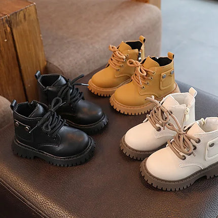 Children's Fashion Front Lace Up Soft Sole Anti Slip Warm Snow Boots Girls' Plush Casual Cotton Shoes