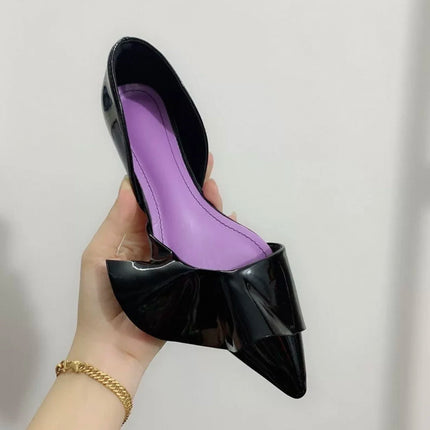 Ruffles Patent Leather Women Sandals Pointed Toe Stiletto Cover Heel Side Air High Heels Mixed Colors Slip On Shallow Shoes Sexy
