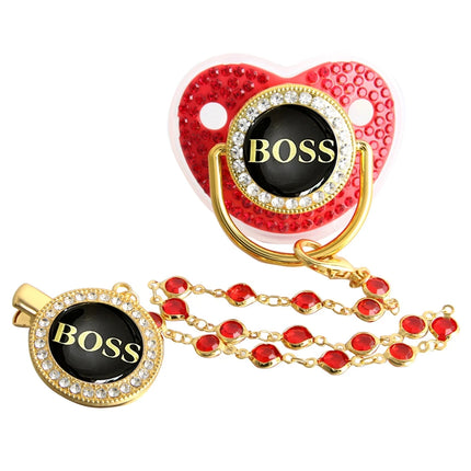 Bling Weaning Pacifier Luxury Baby Pacifier With Chain Clip Newborn Baby Dummy Soother Nipple With Gem