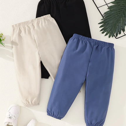 3pieces New 3-Piece Baby Boy Solid Color Simple Sports Casual Pants Outdoor Riding Sports Pants Anti-Mosquito Pants