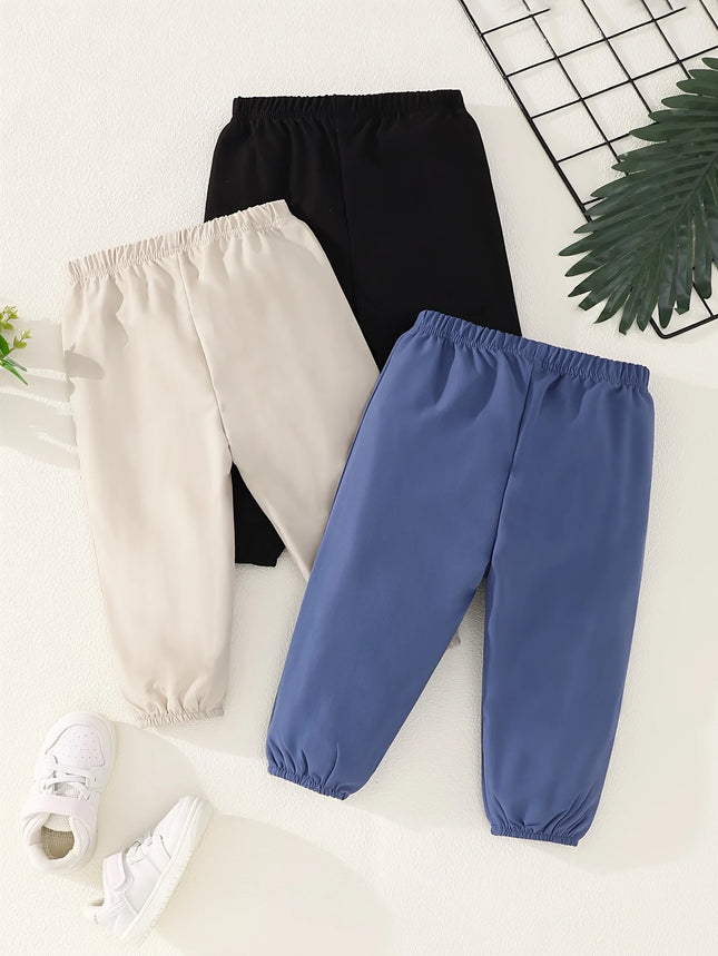 3pieces New 3-Piece Baby Boy Solid Color Simple Sports Casual Pants Outdoor Riding Sports Pants Anti-Mosquito Pants