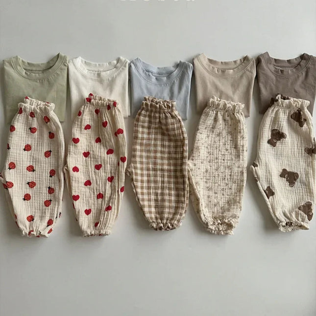 Organic Cotton Baby Pants Newborn Toddlers Autumn Spring Summer Winter Cute Print Soft Muslin Clothes Pants Pantalons Capris