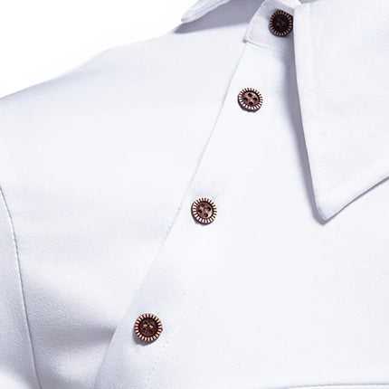 Fashion Man Stand Collar Shirt  Personality Oblique Button Irregular Long Sleeve Business Festival Hombre Mens Dress Shirts