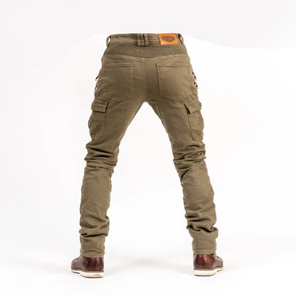 Motorcycle Riding Jeans Men Multi-Pockets Riding Pants with Knee Pads Casual Denim Trousers Solid Fashion Cargo Pant Biker New