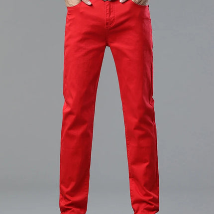 Four Season New Men's Yellow Jeans Fashion Business Casual Straight Denim Stretch Trousers All-match Men's Casual Pants Jeans