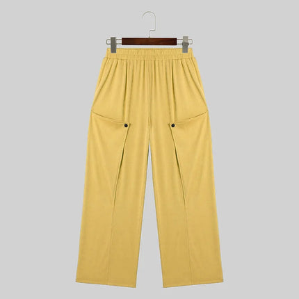 INCERUN Men Sets Solid Color Streetwear O-neck Sleeveless Tank Tops & Pants 2PCS Summer Loose Fashion Men's Casual Suits S-2XL