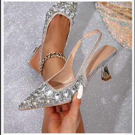 Elegant Women's Weddings Fashion Pointed-Toe Party Shoe and Bride sh Rhinestone Luxurious Rhinestone Pumps for Special Occasions