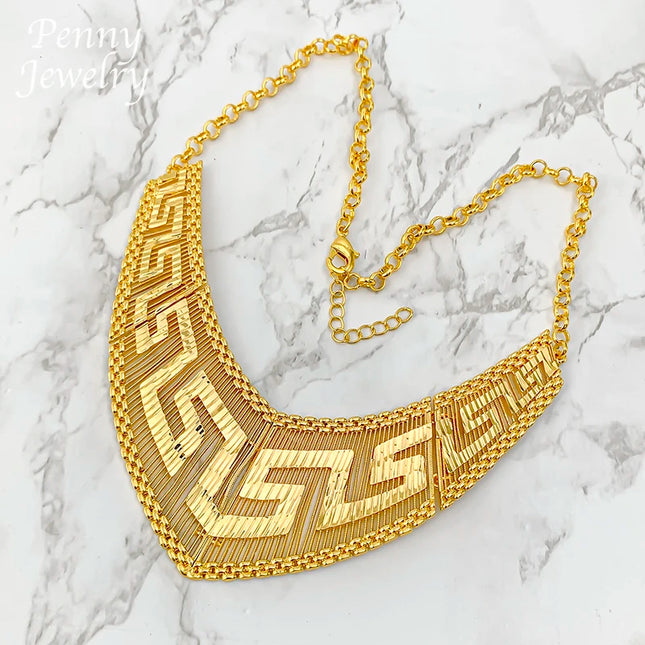 Original 4Pcs Golden Jewellery Sets 18K Gold Plated Jewelry Set Necklace Earring Bracelet Ring Italian Wedding Party Gifts