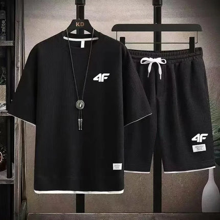 Summer fashion printed sportswear high quality men's comfortable shorts shorts 2-piece set of fitness jogging casual clothing