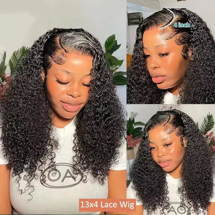 100% Malaysia Hair Kinky Curly Wigs 250 Density Ombre Double Drawn Hair Glueless Wigs 100% Human Hair 13x4 HD Lace Frontal Wigs