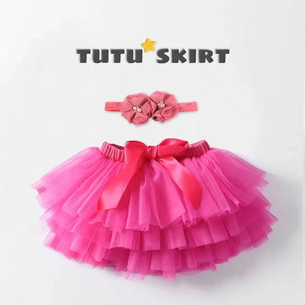 Baby Girls Newborn Tutu Skirt Outfit for Kids 2pcs Short Skirts+Headband Set Costume Toddler Girl Clothes Child Birthday Tutus