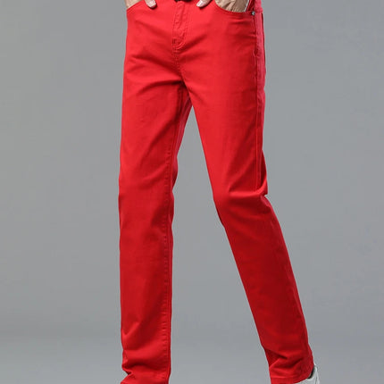 Four Season New Men's Yellow Jeans Fashion Business Casual Straight Denim Stretch Trousers All-match Men's Casual Pants Jeans