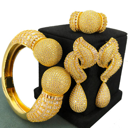 GODKI Famous Brand 3pcs Ball African Dubai Jewelry Sets For Women Wedding Party Zircon Wedding Lagos Bridal Jewelry Gift