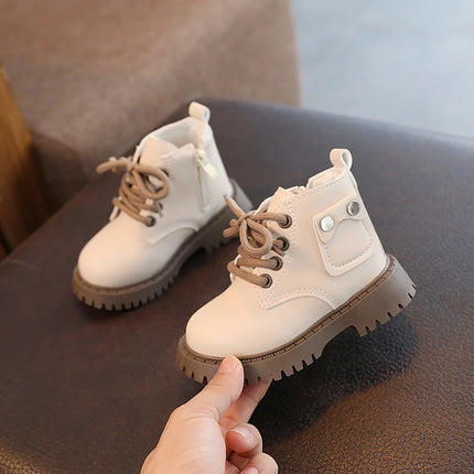 Children's Fashion Front Lace Up Soft Sole Anti Slip Warm Snow Boots Girls' Plush Casual Cotton Shoes