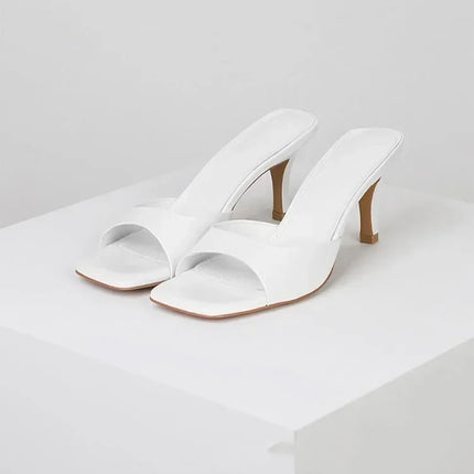 Summer Women Shoes 2024 Fashion Square Toe Women's Slippers Sexy Thin High Heel Outdoor Slides Simple Versatile Prom High Heels