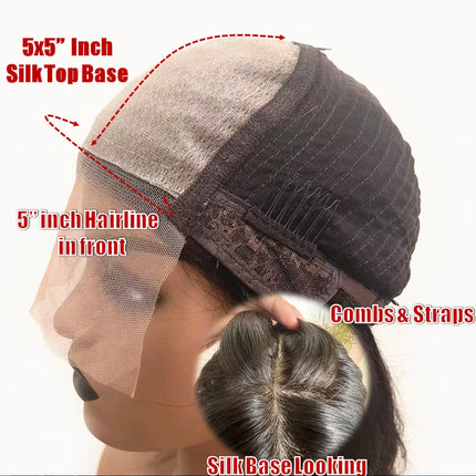 Ombre Brown 5x5 Silk Top Human Hair Wigs Natural Wave Malaysian Remy Hair Glueless 13x6 Lace Front Wigs with Baby Hair Hairline