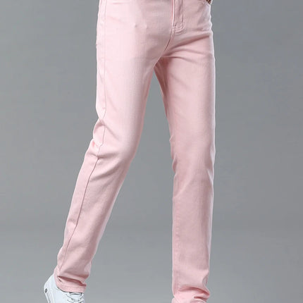 Four Season New Men's Yellow Jeans Fashion Business Casual Straight Denim Stretch Trousers All-match Men's Casual Pants Jeans