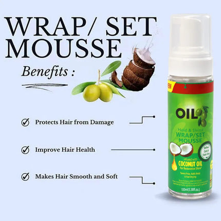 Olive Oil Hold & Shine Wrap/Set Mousse And Hd Wig Cap 100Ml Soft Curly Hair Mousse Wavy Braids Hair Wrapping Foam Good Smell