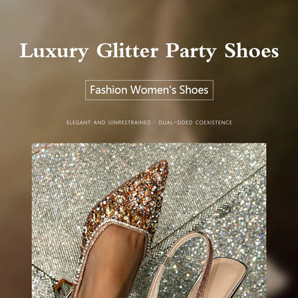 Elegant Women's Weddings Fashion Pointed-Toe Party Shoe and Bride sh Rhinestone Luxurious Rhinestone Pumps for Special Occasions