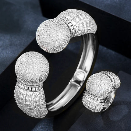 GODKI Famous Brand 3pcs Ball African Dubai Jewelry Sets For Women Wedding Party Zircon Wedding Lagos Bridal Jewelry Gift