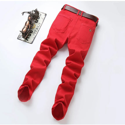Four Season New Men's Yellow Jeans Fashion Business Casual Straight Denim Stretch Trousers All-match Men's Casual Pants Jeans