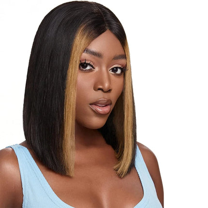 Highlight Colored 13x4 Lace Bob Wig Pre Plucked Peruvian Remy Straight Human Hair Wigs For Women Ombre Short Bob Wig