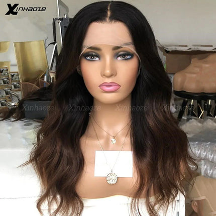 Ombre Brown 5x5 Silk Top Human Hair Wigs Natural Wave Malaysian Remy Hair Glueless 13x6 Lace Front Wigs with Baby Hair Hairline