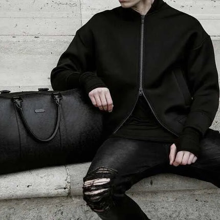 Denim Pencil Ankle Length Pants Men Jean Ripped Washed Zipper Fly Hole Jeans Skinny Solid Pockets High Street Distressed