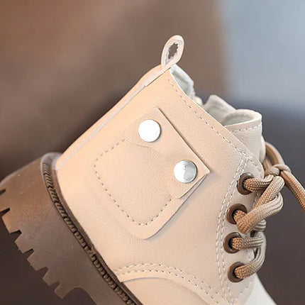 Children's Fashion Front Lace Up Soft Sole Anti Slip Warm Snow Boots Girls' Plush Casual Cotton Shoes