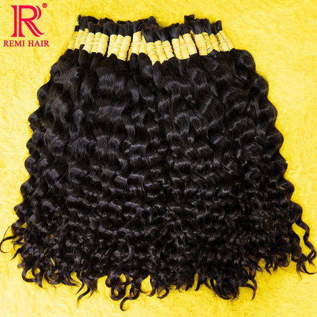 Indian Hair Loose Deep 100% Remy Hair Extensions Unprocessed No Weft Human Hair Bulks Weaving Hair for Women Braiding Seamless