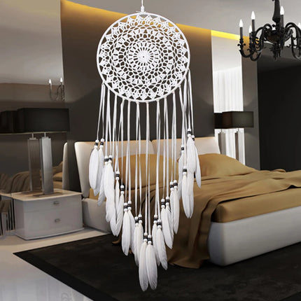 Handmade Dream Catcher – Boho Feather Pendant Wall Decor for Bedroom, Kids’ Room & Car
