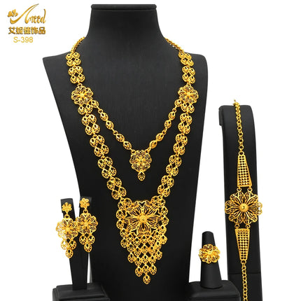 ANIID Indian 24K Gold Color Necklace Set Nigerian Party Bridal Wedding Ethiopian Luxury Dubai Jewelry Wholesale 2024 New Gifts