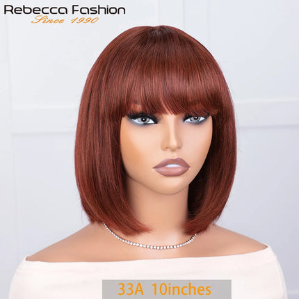 Rebecca Human Hair Wigs For Women Straight Bob Peruvian Hair Wigs Omber Blonde Brown Colored 3x1 Part Lace Wigs Real Woman Wigs