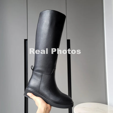 FEDONAS 2024 Ins Genuine Leather Knee High Boots For Women Thick Heeled Autumn Winter Warm Shoes Woman High Motorcycle Boots