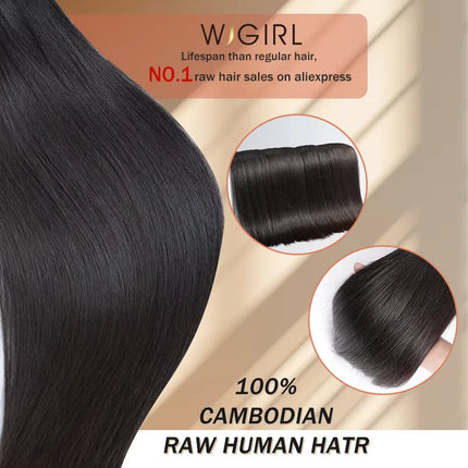 WIGIRL Burmese Bone Straight Human Hair 30 32 Inch Straight Raw Hair Bundles 100% Unprocessed Double Weft Hair Extensions Weave