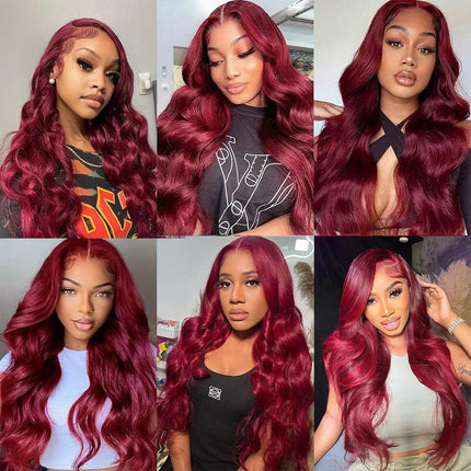 Wine Red #99J Remy Human Hair Weave 16-28 inch Long Silky Straight Unprocessed Virgin Brazilian Hair Weft Extensions for Women