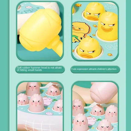 Duck/Frog/Pig Baby Toy Montessori Learning Game Educational Puzzle Gift for 12 24 Months Toddler Boy/Girl with Hammer