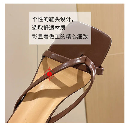 Flip-flops, Women Wear 2024 New Summer Half - Toe Sandals, Fashion Casual Mid-heel Chunky Sandals, Women's Shoes