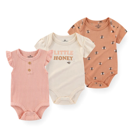Kiddiezoom 3 Pcs Summer Fashion Cartoon Baby Boy Girl Bodysuits Soft Newborn Onesies Clothing