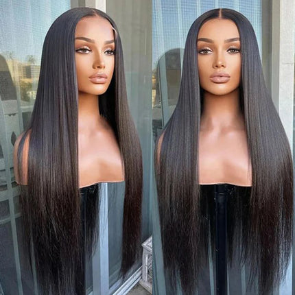 Malaysia Bone Straight 13*5*2 T Lace Wigs For Black Women 180% Density Silky Straight Transparent Human Hair Lace Front Wigs