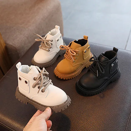 Children's Fashion Front Lace Up Soft Sole Anti Slip Warm Snow Boots Girls' Plush Casual Cotton Shoes
