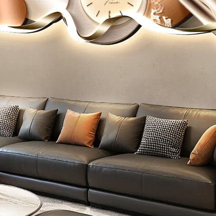 Luxury Wall Art With Built-in Clock Modern Living Room Decor 3D Wall Lamp Creative Sofa Background Painting Home Wall Decor